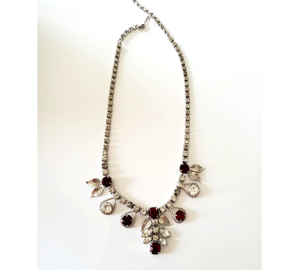 Vintage Red and Clear Rhinestone Necklace